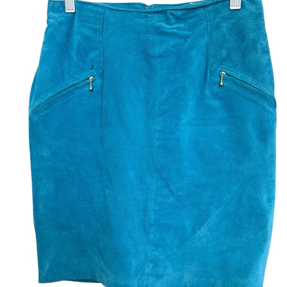 Margaret Godfrey  Union Made Turquoise Suede Skirt Suit  Vtg S 10 - Picture 4 of 14